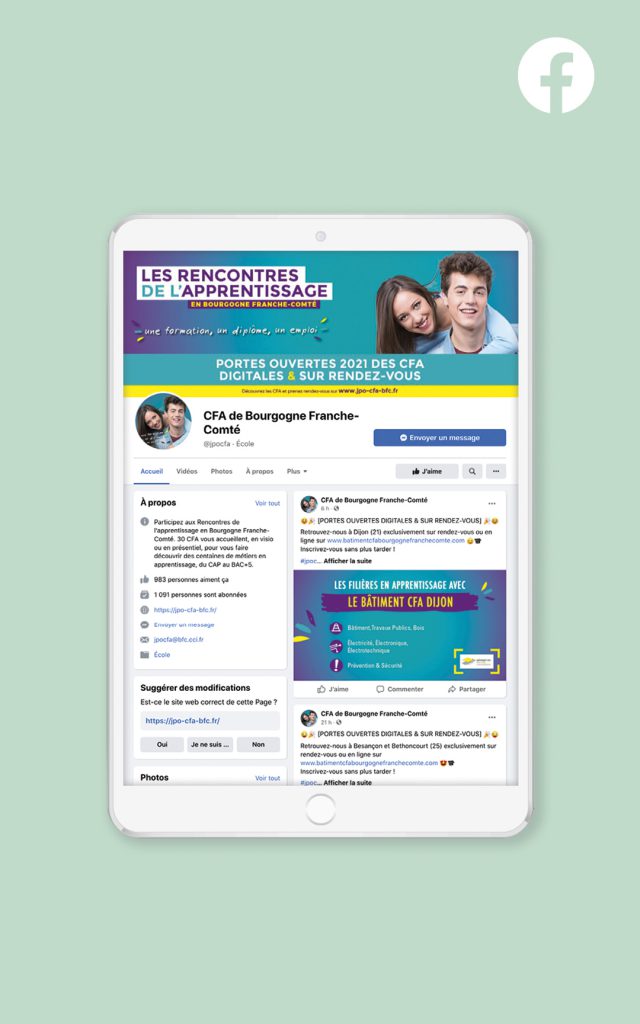 Création d'un compte Facebook pour les rencontres de l'apprentissage en BFC