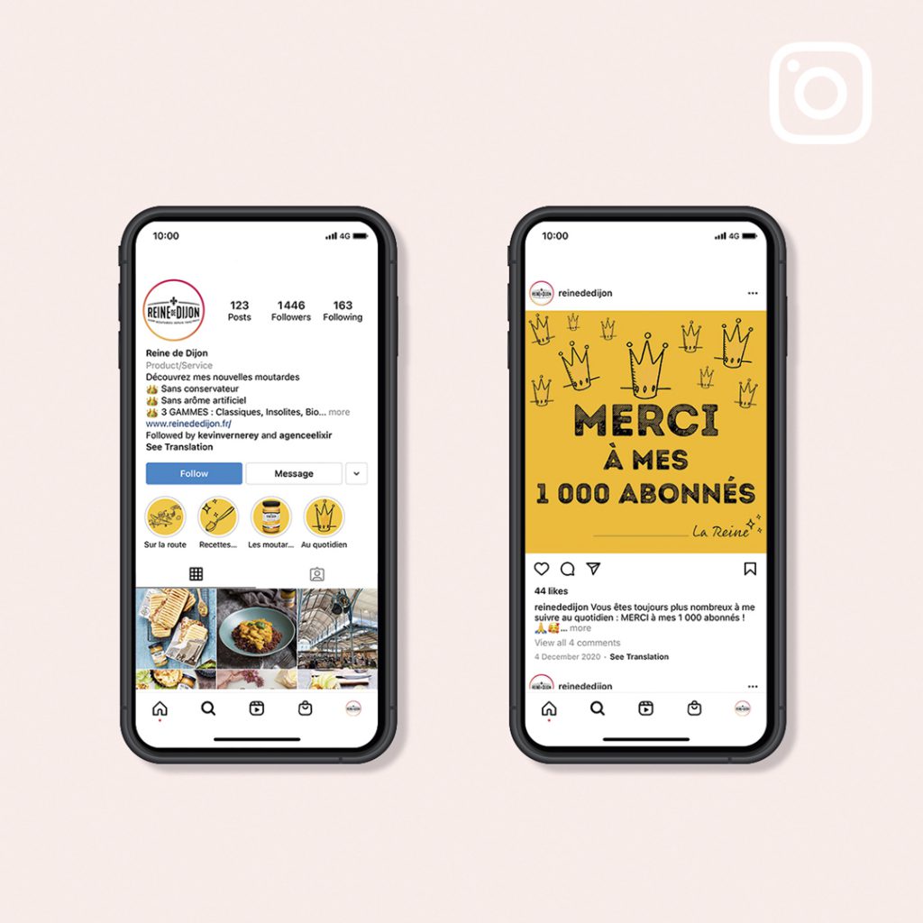 Création d'un compte Instagram pour Reine de Dijon