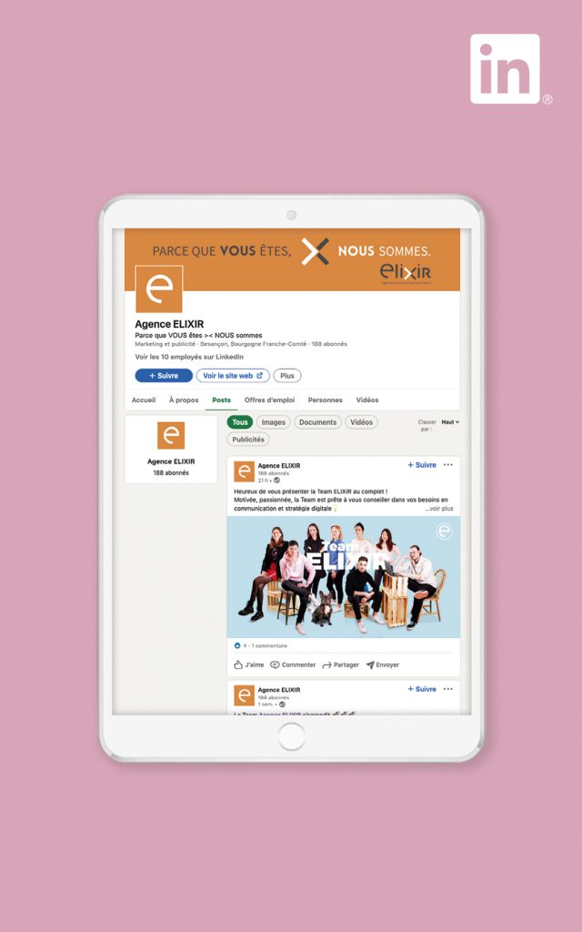 Création d'un compte LinkedIn pour l'agence Elixir