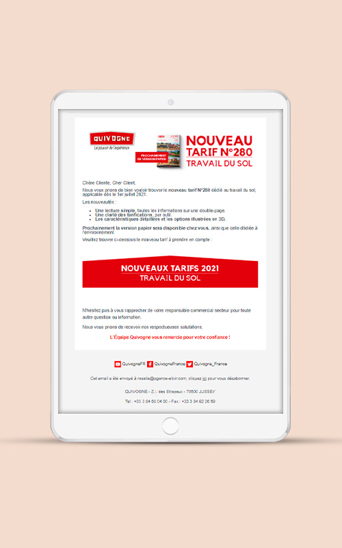 Création d'une Newsletter pour Quivogne