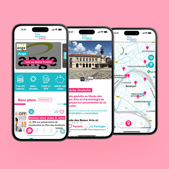 application mobile – création – Besançon -Elixir – agence de communication – plan des étudiants de Besançon